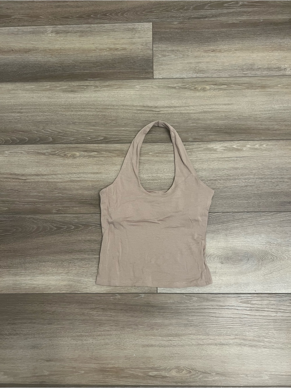 Pink Rose Women's Halter Tank Top in Taupe